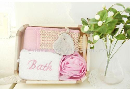 [handsome] five-piece bathroom toiletries gift box health care comb bath ball bath towel grinding stone