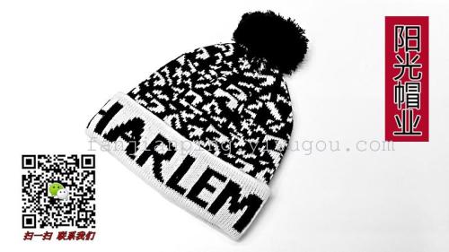 Foreign Trade Customized Computer Jacquard Alphabet Knitting Striped Hat Unisex Girl‘s Cap