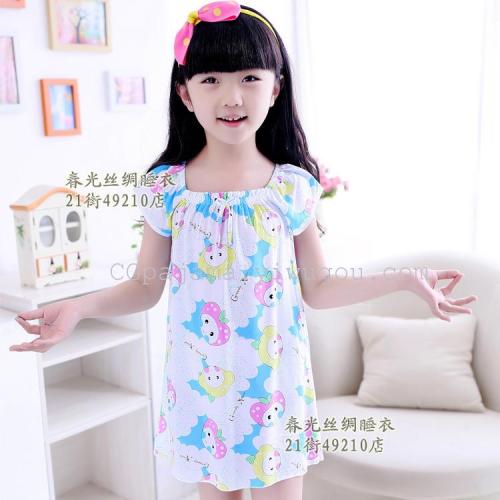 Children‘s Lingerie Girls‘ Summer Sling Cotton Dress Cute Cartoon Princess Children‘s Pajamas Cotton Silk Children Air Conditioning Room Homewear