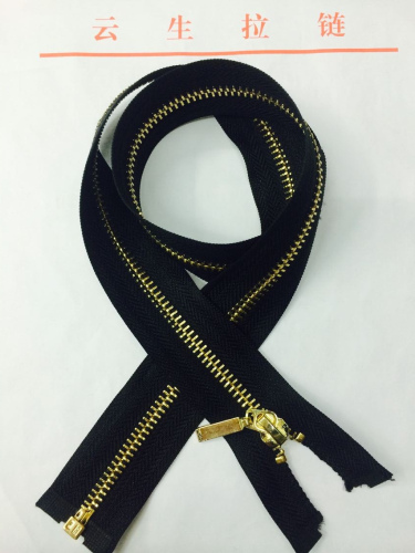 No. 5 Metal Zipper Real Copper-Plated Gold Zipper High-End Coat Zipper Leather Coat Zipper