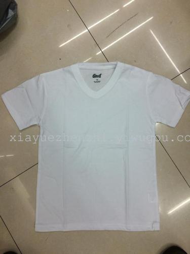 Manufacturers Stock 180G Cotton White V-neck Children‘s Short-Sleeved T-shirt T-shirt Advertising Shirt