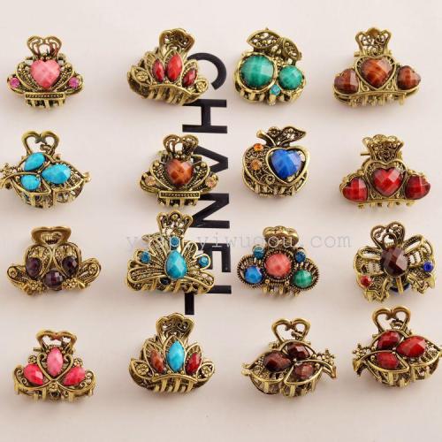 aishang sunshine factory direct fashion vintage alloy diamond acrylic claw clip hot sale hair accessories