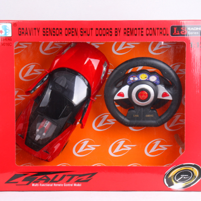 Steering wheel gravity charging remote control car electric racing car one button to open the door children's toys 1:12