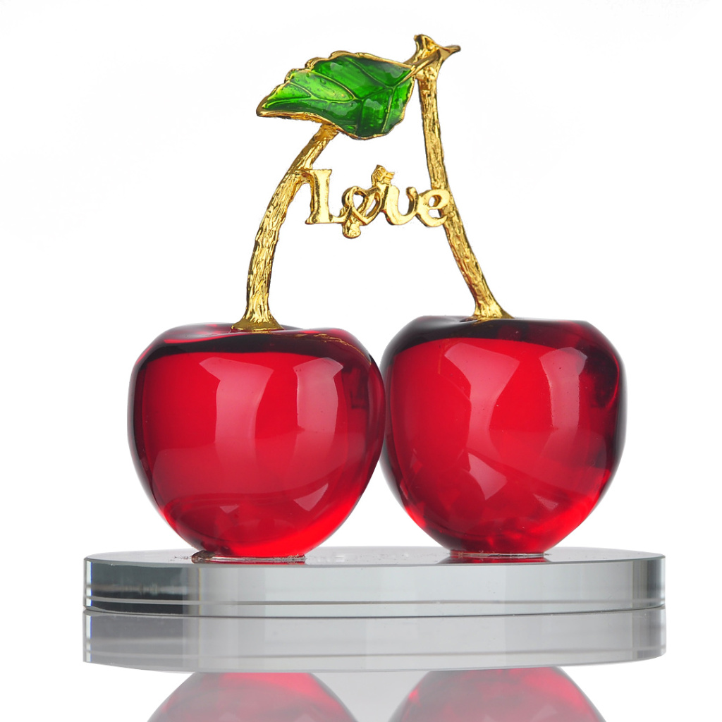 水晶工艺品 水晶樱桃汽车饰品 家居装饰摆件 创意礼品批发