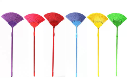 Telescopic Rod Plastic Spraying Broom Rod Broom Fan-Shaped Ceiling Brush Roof Cleaning Brush Semicircle Broom Broom Broom