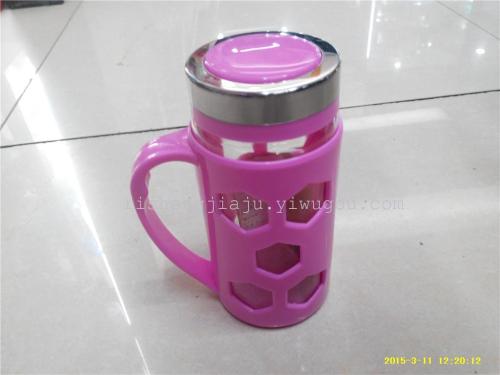 plastic glass cup with lid creative fashion drinking cup with handle wholesale rs-2758
