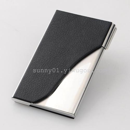 Stainless Steel High-End Business Business Card Case Metal Cardcase Business Card Case Pu-Leather Name-Card Case Business Card Case