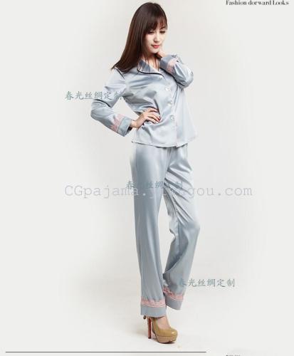 high-end silk pajamas women‘s comfortable romantic sweet cute silk-like pajamas xia wei mi slim-fit home wear