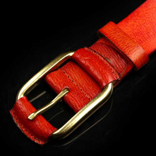 Fashion Men‘s Leather Belt Japanese Alloy Buckle Double Bag Leather Tip