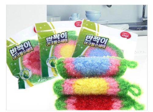 Korean Style Handmade Crochet Non-Stick Oil Mercerized round Bowl Brush Towel \Dishcloth Acrylic Scouring Pad