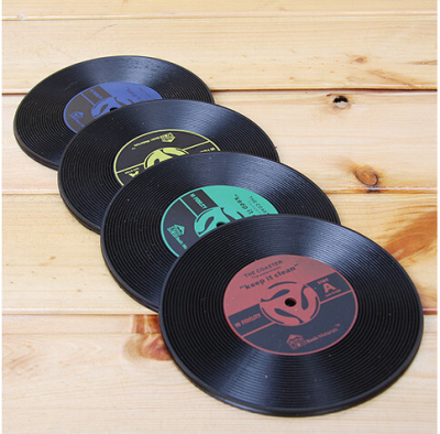 Creative album coaster record shape silicone mat retro CD coasters Potholder Bowl gasket strange new