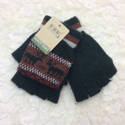 New manufacturers wholesale winter color winter men half finger with cover fawn gloves winter
