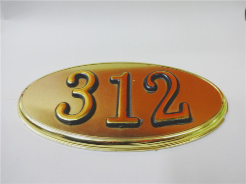 Room Number Door Plate plastic Gold-Plated Oval Square