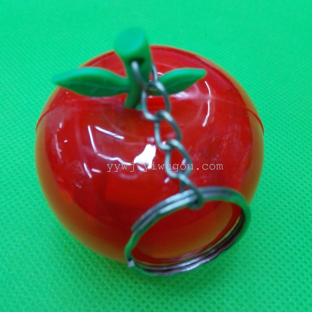 Apple-shaped miniature plastic cartoon cute LED light Keyrin...