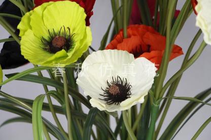 仿真花五头罂粟花 罂粟花家居装饰 假花 装饰花