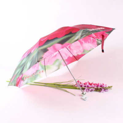fully printing advertising sun protection 3 folding umbrella wholesale 