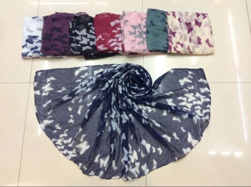 new silk yarn scarf butterfly printing large size sand stall scarf shawl in stock