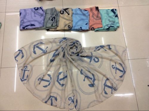 new silk scarf anchor printing large size in stock scarf