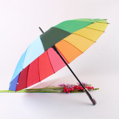 rainbow straight umbrella 16k uv care sun-protection umbrella safe auto opening umbrella 