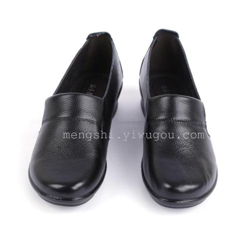 women‘s single-layer leather women‘s black leather shoes