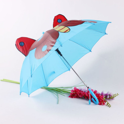cartoon butterfly creative kid's straight umbrella lovely ear umbrella with whistle 