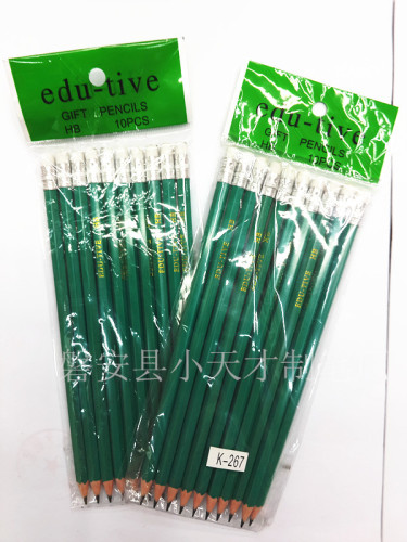 Plastic Pencil， Green Sharpened， OPP Bag Plastic Pencil， Pack of 10