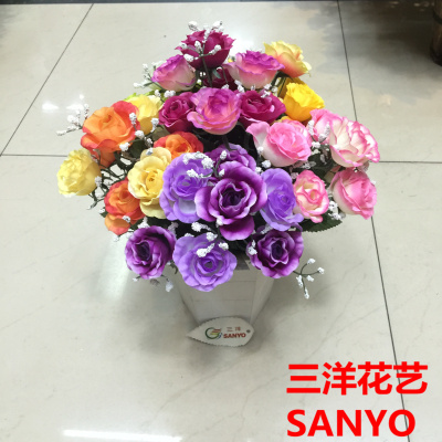 Supply Continental Rose Artificial Flower Factory Outlet 7 Head