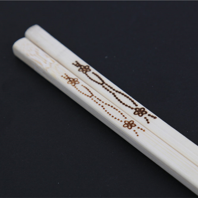 情绵烙花工艺筷子 花纹雕刻竹筷子家用环保筷子