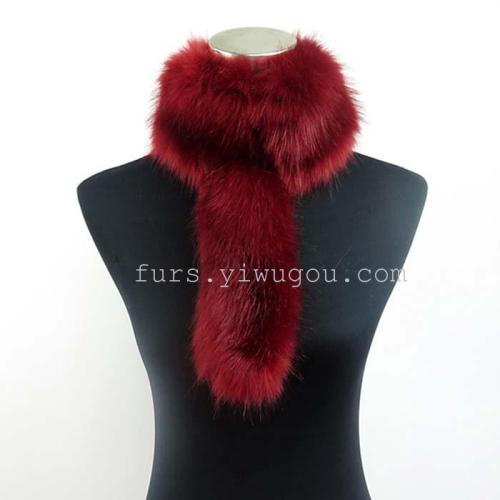 Wine Red Fox Fur Scarf with Tail Scarf Fur Scarf Fur Scarf