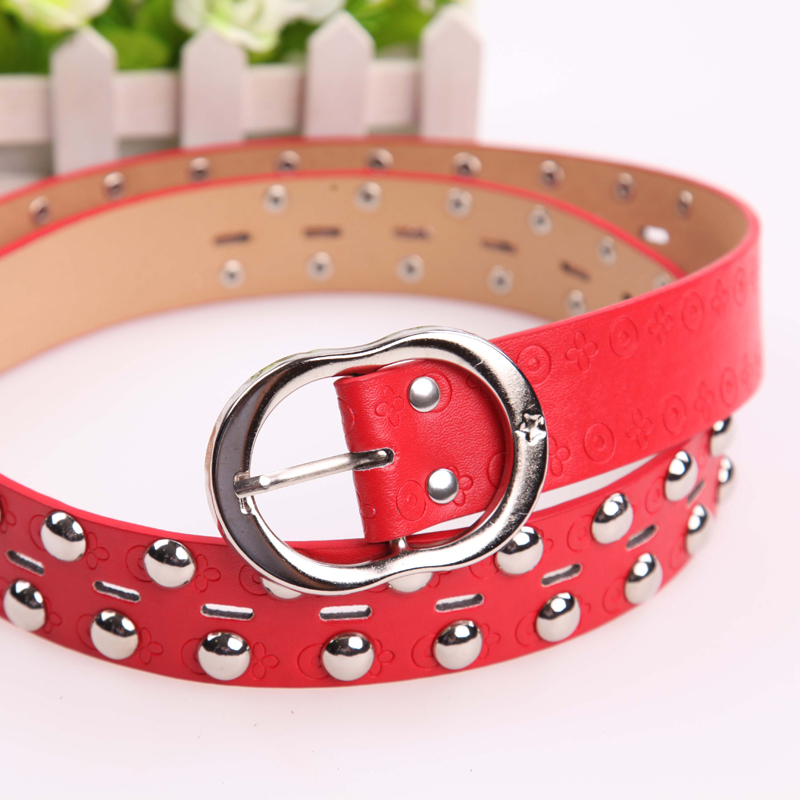 4.0cm fashion lady nail mushrooms embossed with elliptic on buckle belt