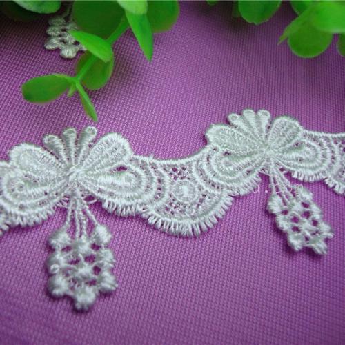 Water-Soluble Embroidery Polyester Flower Home Textile Lace Wedding Lace Factory Direct Sales 4cm