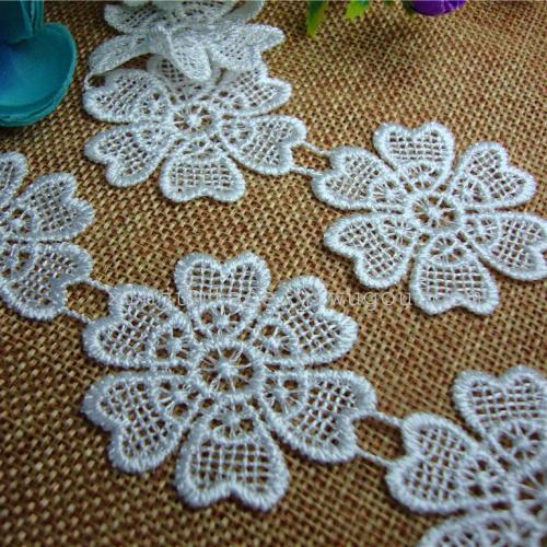 Water-Soluble Embroidery Polyester Lace Flower for Wedding Dress 4.5cm