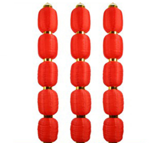 -Inch Factory Hot Sale Exquisite Decorative String Lantern Brushed Wax Gourd Lantern Red silk Cloth String Lantern 