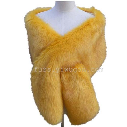 Goose Yellow Fur Shawl Imitation Fur Large Shawl Fashion Fox Fur large Scarf Fur Shawl Wholesale 