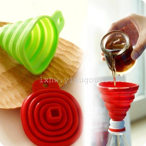 creative kitchen candy funnel edible silicon foldable retractable long neck funnel