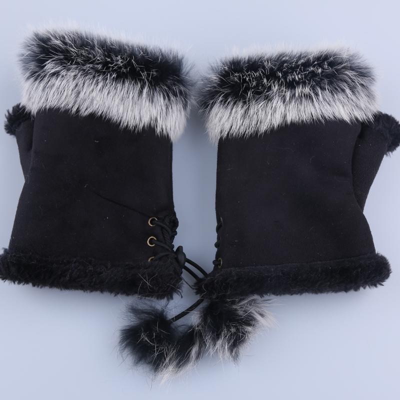 fur half gloves