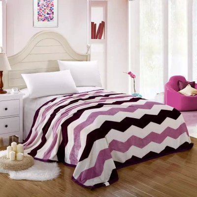 Thickening stripes wave pattern flannel blanket mink plush blanket sheets air conditioning NAP blanket