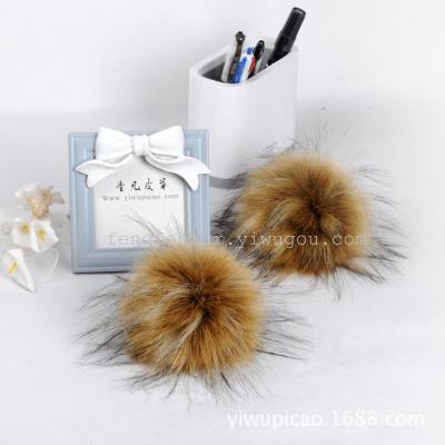 12 cm hat with faux raccoon fur ball, fake raccoon hair balls customized wholesale