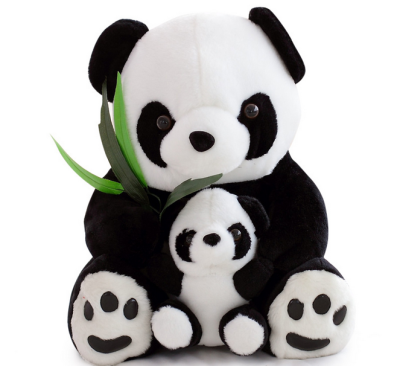 Panda doll plush toy cute mother and son panda eating bamboo doll