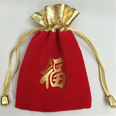 9*12 printing in gold mouth flannelette bag