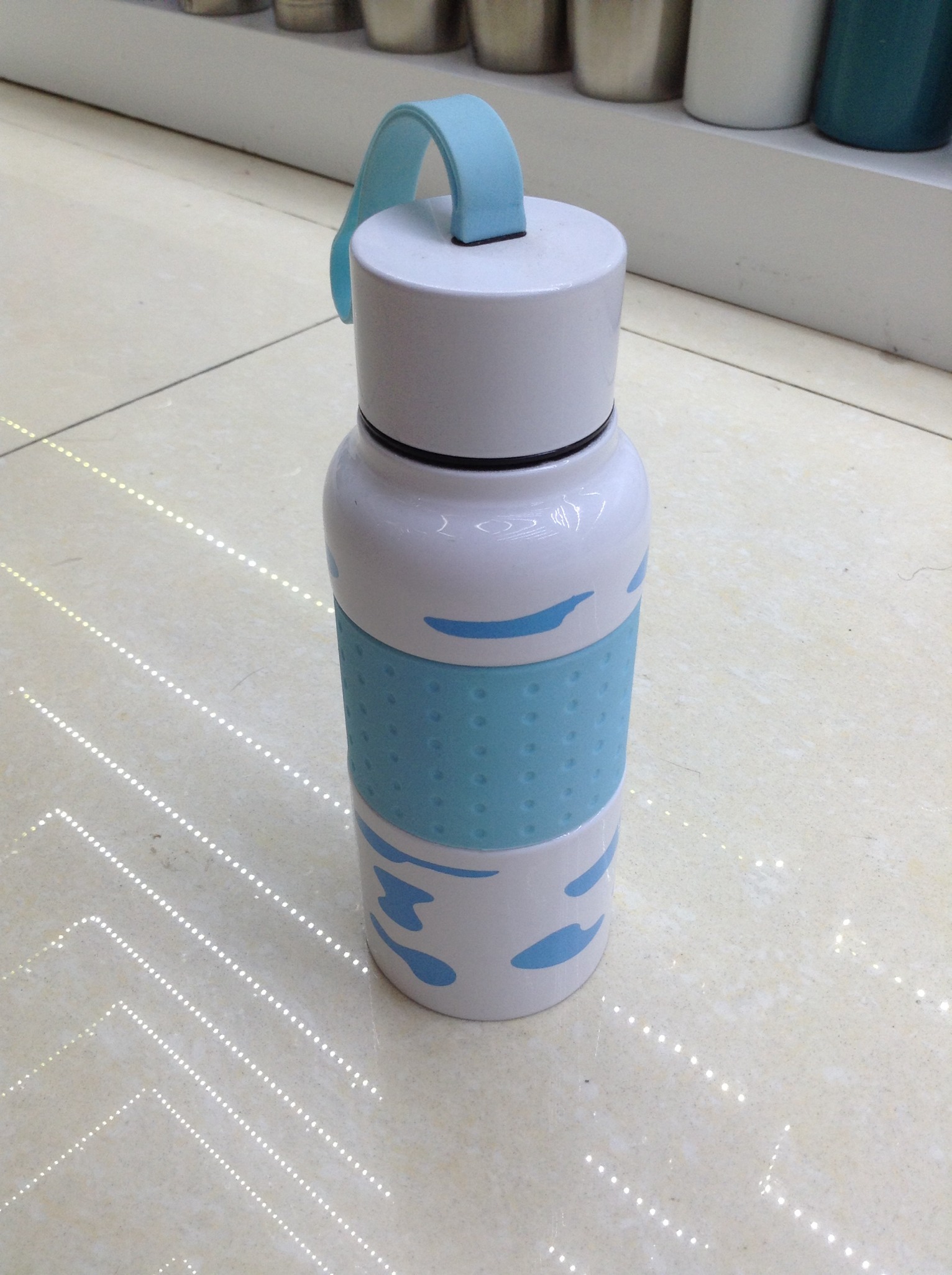 热卖款 双层优质不锈钢牛奶纹保温杯400ml_美辰杯业_义乌国际商贸城四