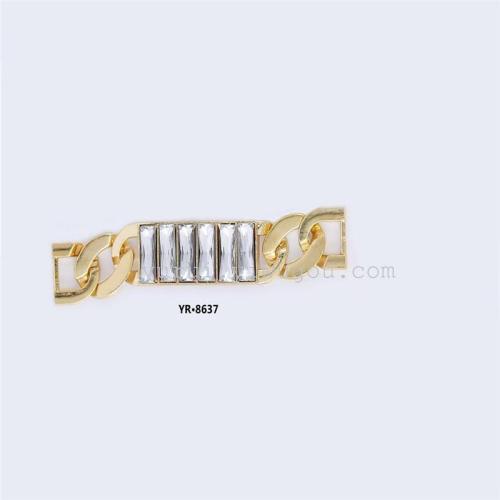 manufacturers supply high quality zinc alloy with chain shoe buckle diamond shoe buckle clothing button luggage buckle gold accessories