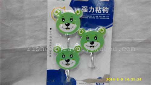 Creative Cartoon Little Bear Head Print Strong Sticky Hook Stickers Hook RS-5390