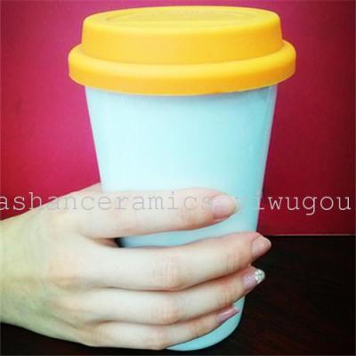 Creative double hand ceramic coffee cup