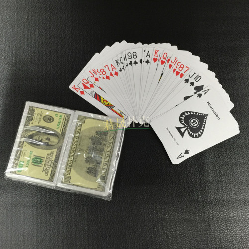 Poker Manufacturer 19 Silk Double Pair Foreign Trade Plastic Poker Custom Poker Dollar Pattern