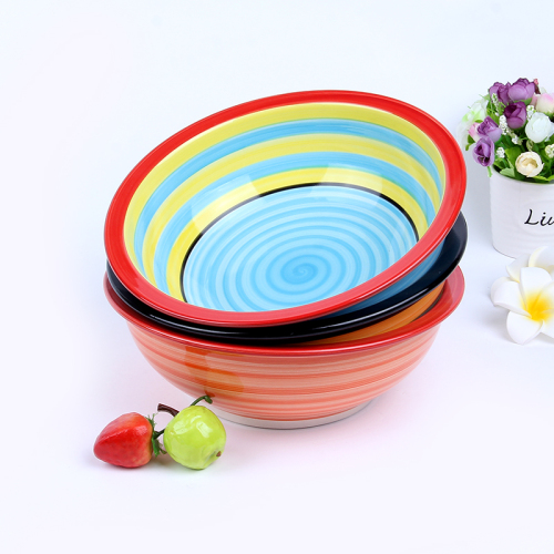 supermarket exclusively for japanese and korean striped hand-painted health care color 9-inch hand-painted soup pot ceramic tableware