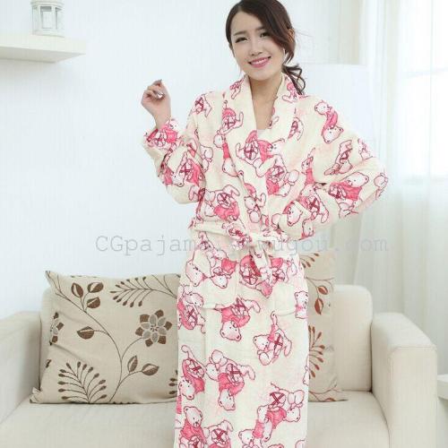 Nightgown Wholesale Thickened Autumn and Winter Women‘s Pajamas Long Nightgown Cartoon Homewear