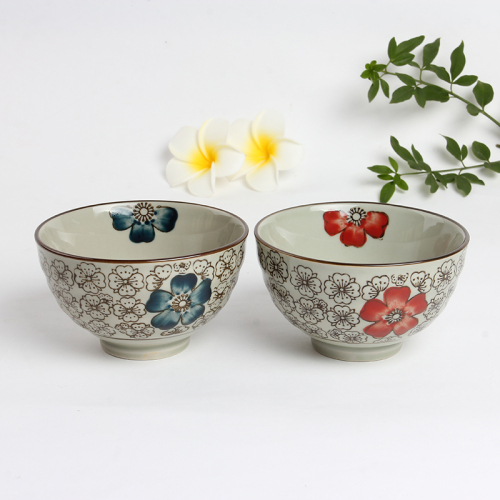 Flower Overglazed Color Figure 4.5-Inch round Mouth Rice Bowl Ceramic Bowl Wholesale