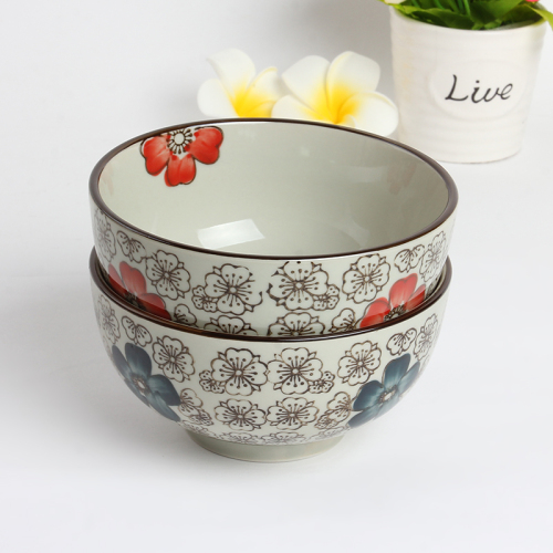 creative ceramic bowl inner color porcelain bowl wholesale 5-inch big belly bowl spot supply