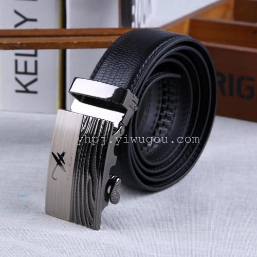 4.0 men‘s microfiber leather embossed automatic buckle belt